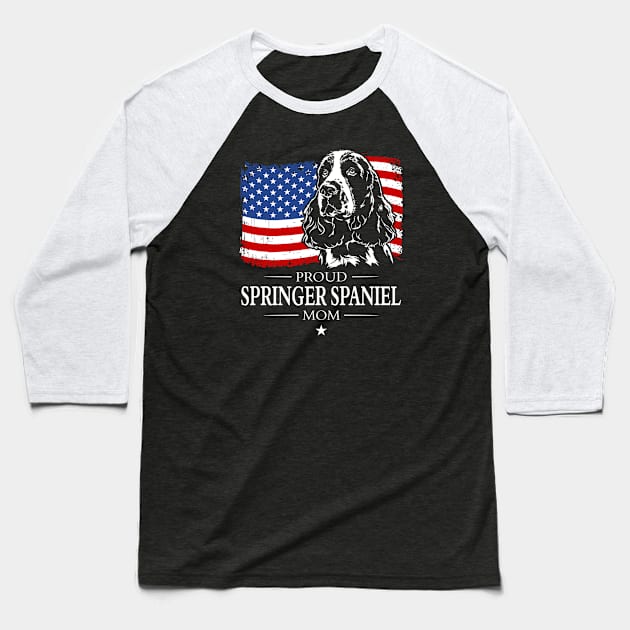 Proud Springer Spaniel Mom American Flag patriotic gift dog Baseball T-Shirt by wilsigns